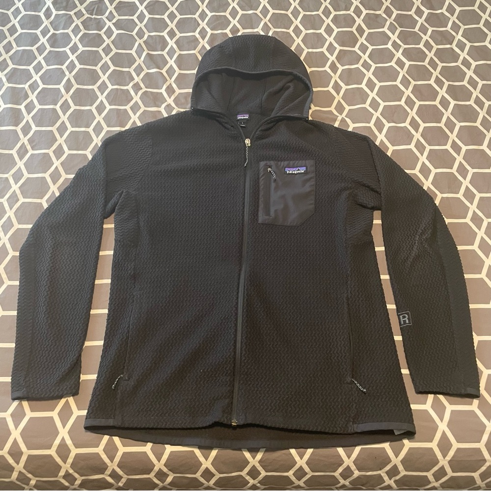 Patagonia Men's R1 Air Fleece Full-Zip Black Hooded Jacket Hoody